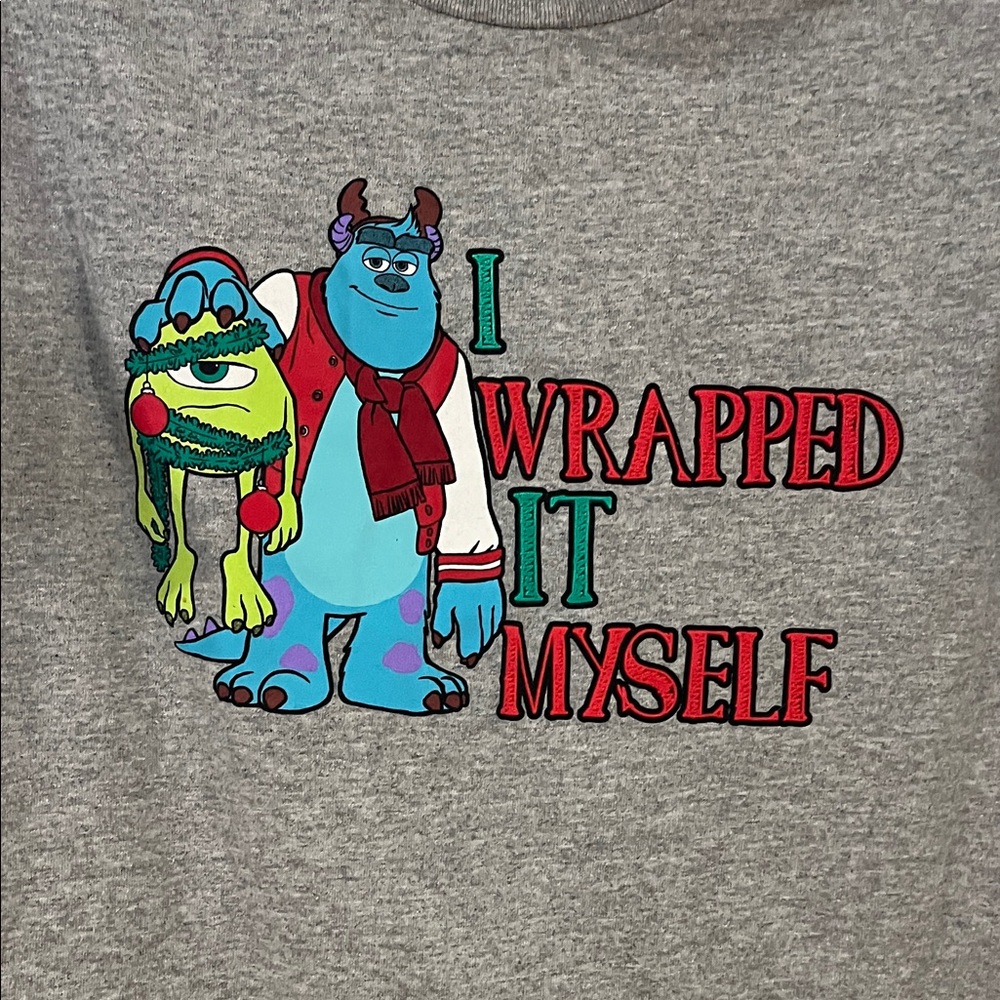 Disney Gray Short Sleeve Tee with Blue and Green Characters